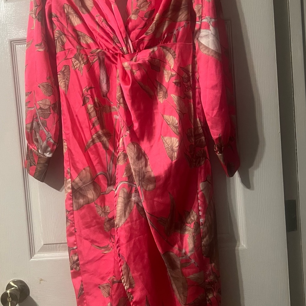 Pink Floral Long Sleeve Dress elegant